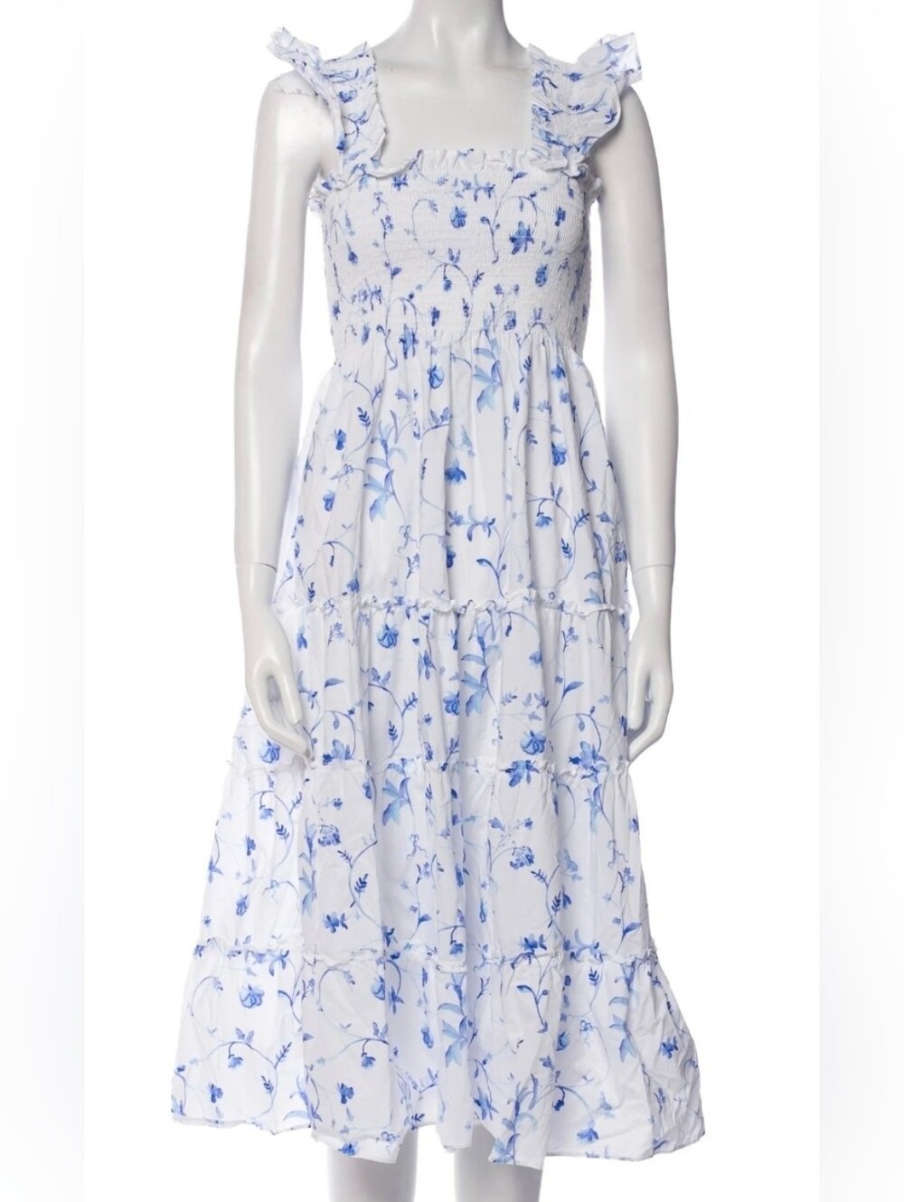 Hill House Home Women The Ellie Nap Dress in Blue botanical floral white Size L